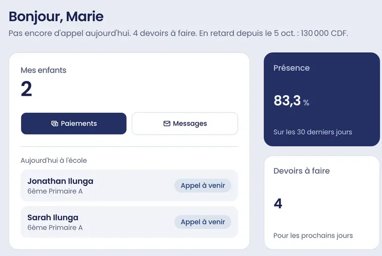 L'espace parent : présence, devoirs et reste à payer